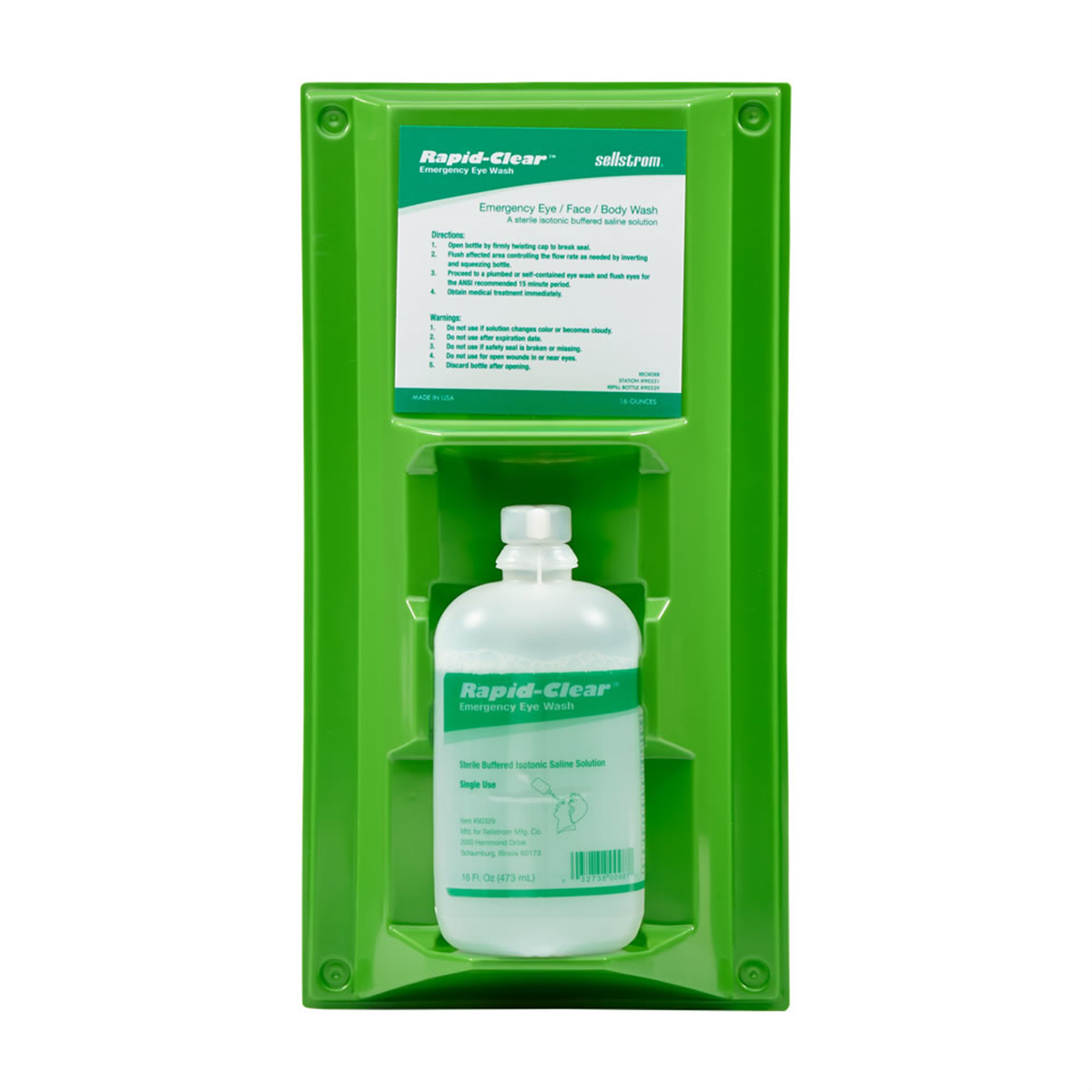 Sellstrom 32 oz Single Rapid-Clear eyewash bottle station