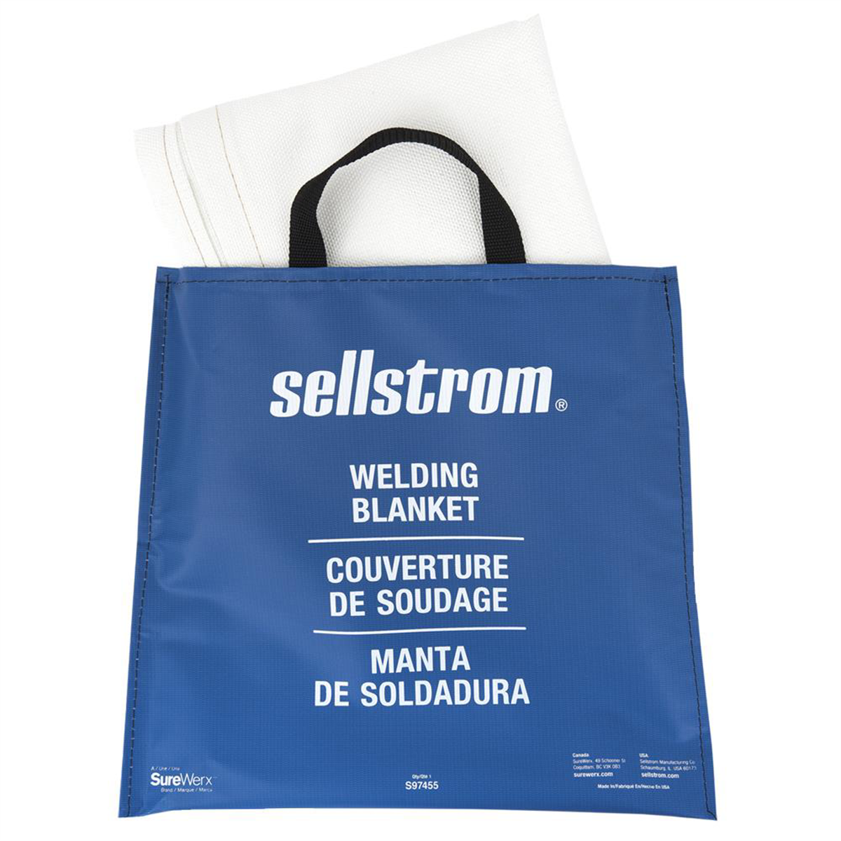 Sellstrom Fiberglass Welding Blanket - White 5' x 6' with Carrying Pouch