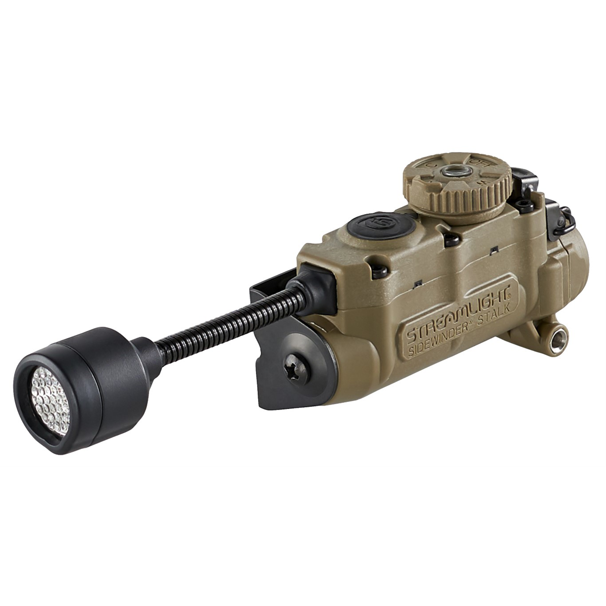 Streamlight Sidewinder Stalk - Includes Helmet Clip (Attached to Light), (1) CR123A & "AA" Alkaline Battery - Mailer - Coyote