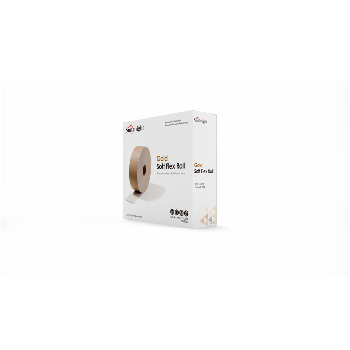 Sunmight USA Corporation Gold 32114 Open Coated Soft Flex Roll, 4-1/2 in W x 27 yd L, P320 Grit, Premium Aluminum Oxide Abrasive