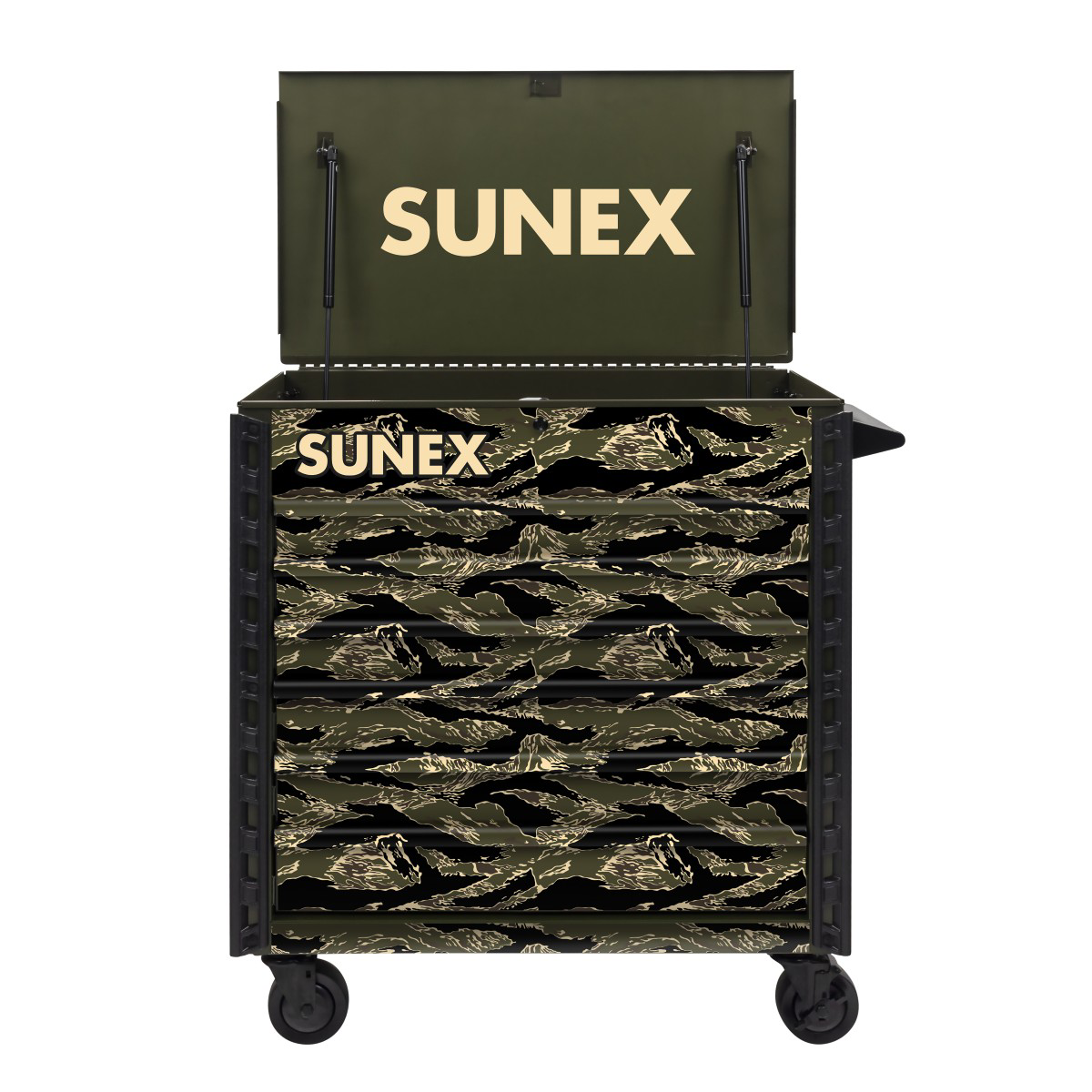 Sunex Tools Shadow Tiger Camouflage 39" 6 Drawer Premium Service Cart ‐ Olive Drab Green