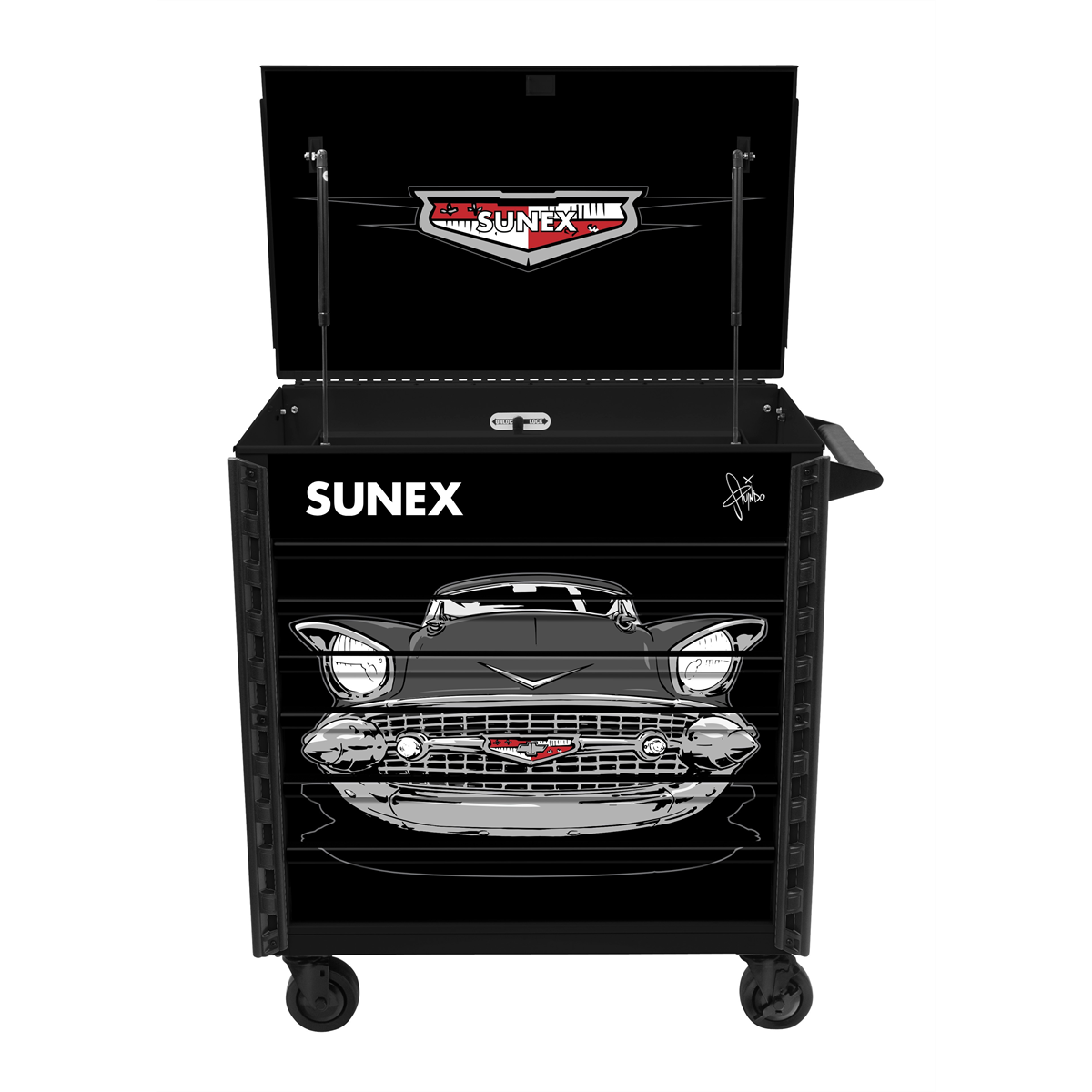 SUNEX Tony Squindo 57 Chevy Premium Full Drawer Black Service Cart