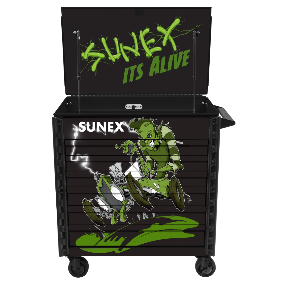 SUNEX Tony Squindo It's Alive Full Drawer Service Cart - Black