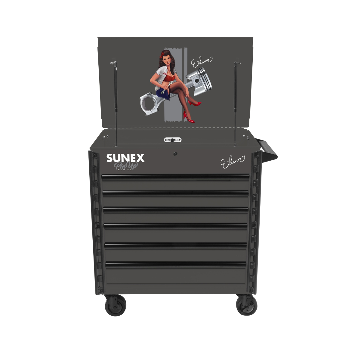 SUNEX Premium Full Drawer Grey Service Cart-Pin Up Girl ELEANOR
