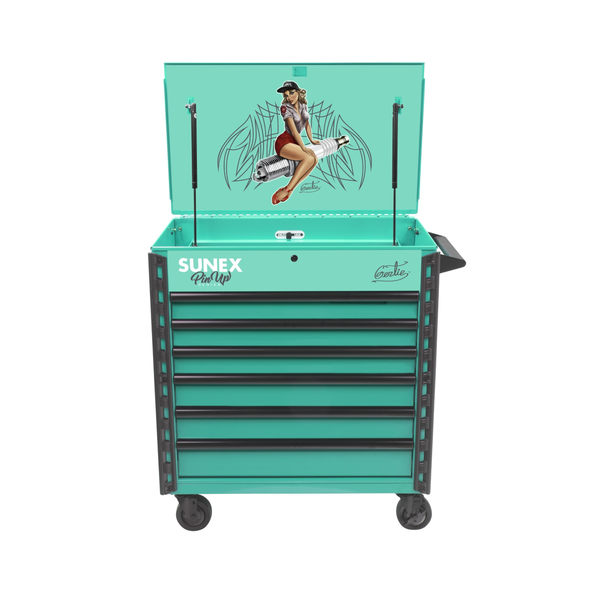 SUNEX Premium Full Drawer Grey Service Cart-Pin Up Girl GERTIE