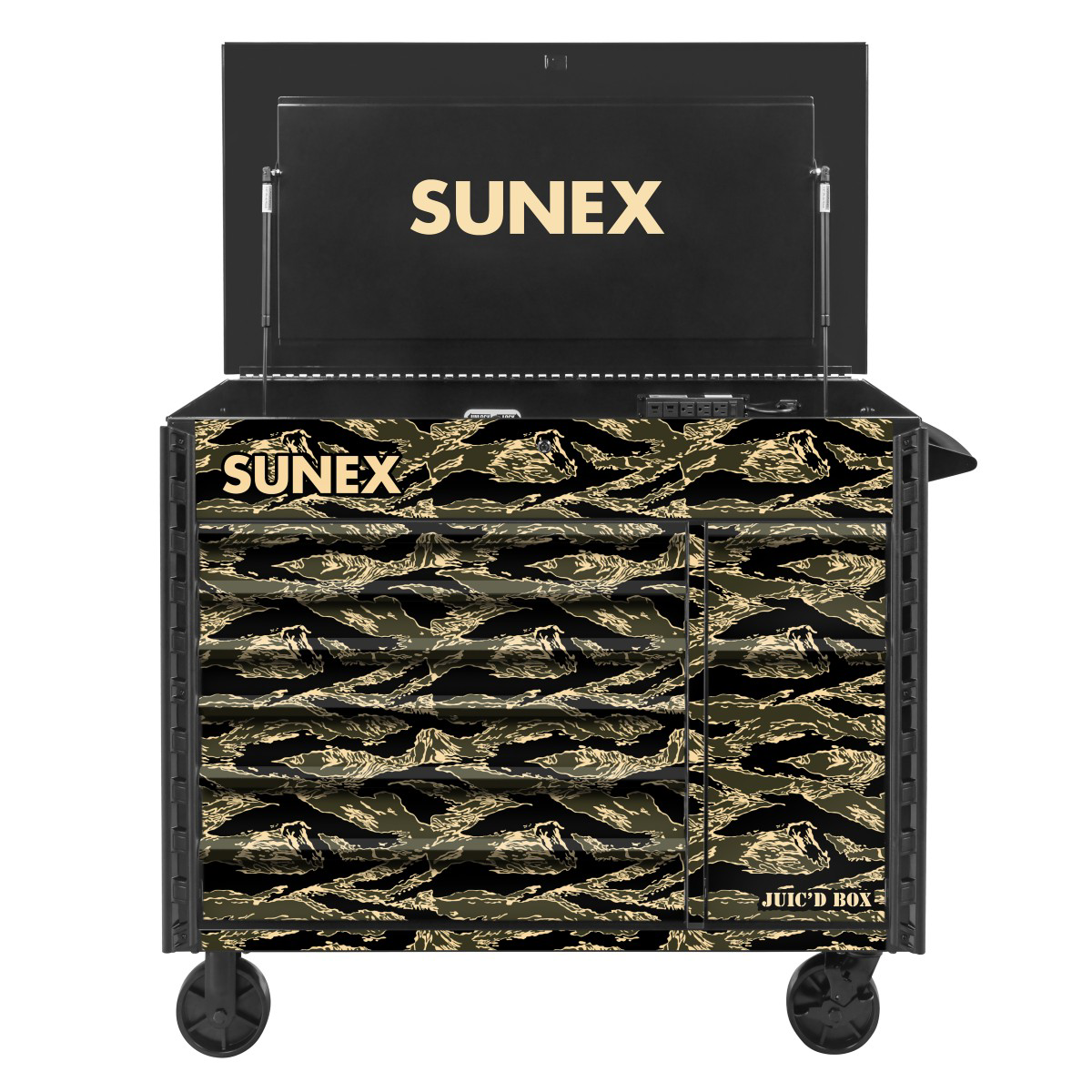 Sunex Tools Shadow Tiger Camouflage Juic�d Box 50" 7 Drawer Powered Cart ‐ Black