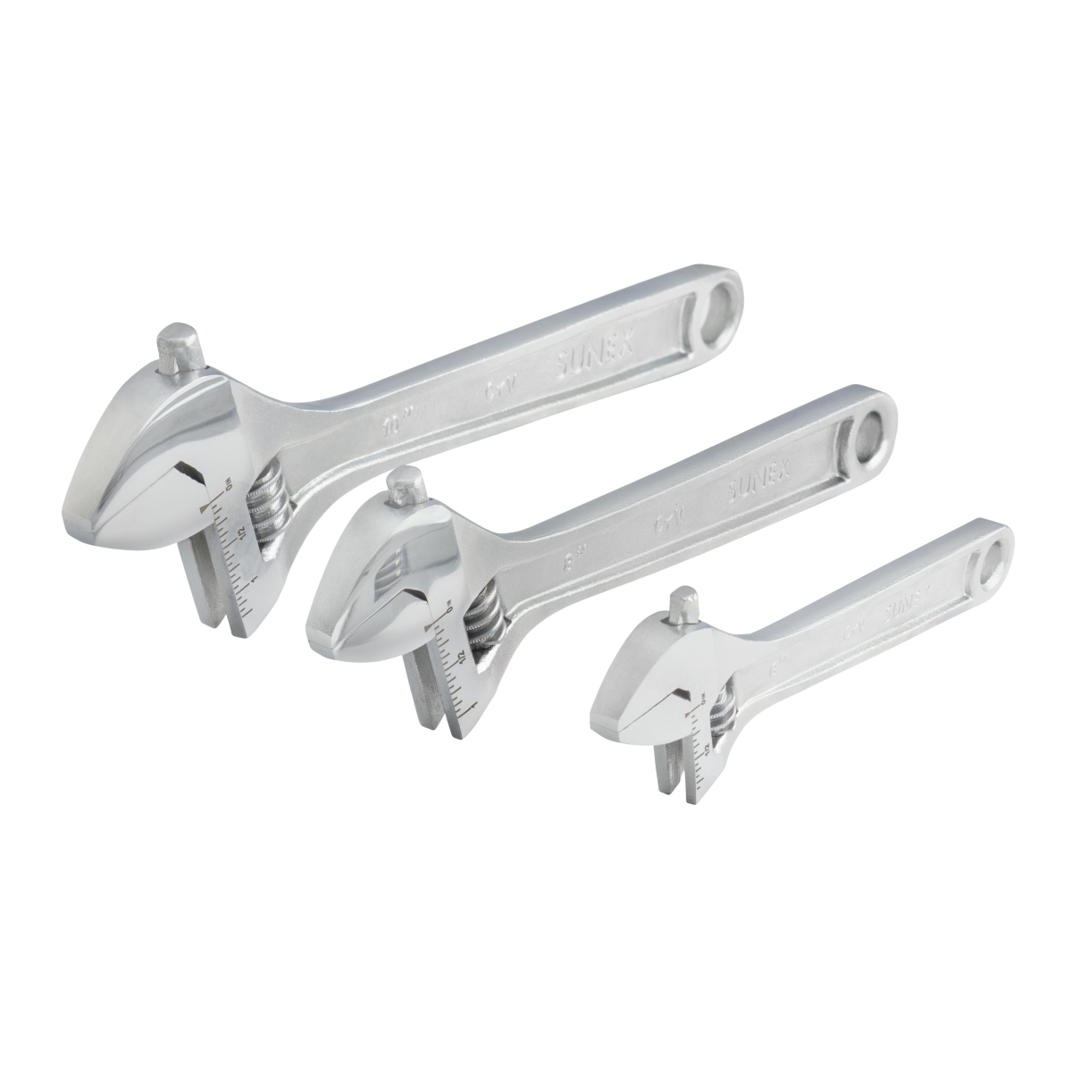 SUNEX 6 inch 8 inch 10 inch Adjustable Wrench Set