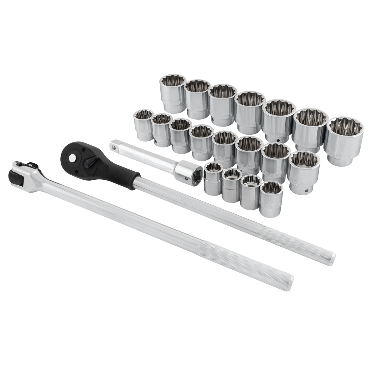 SUNEX 3/4 Inch 22 Piece Chrome Socket  and Ratchet Set