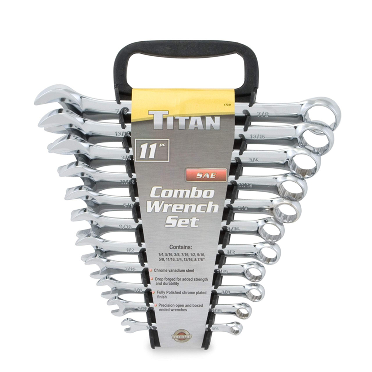 Titan 11 Pc. 12 Pt. Full Polished Sae Combination Wrench Set