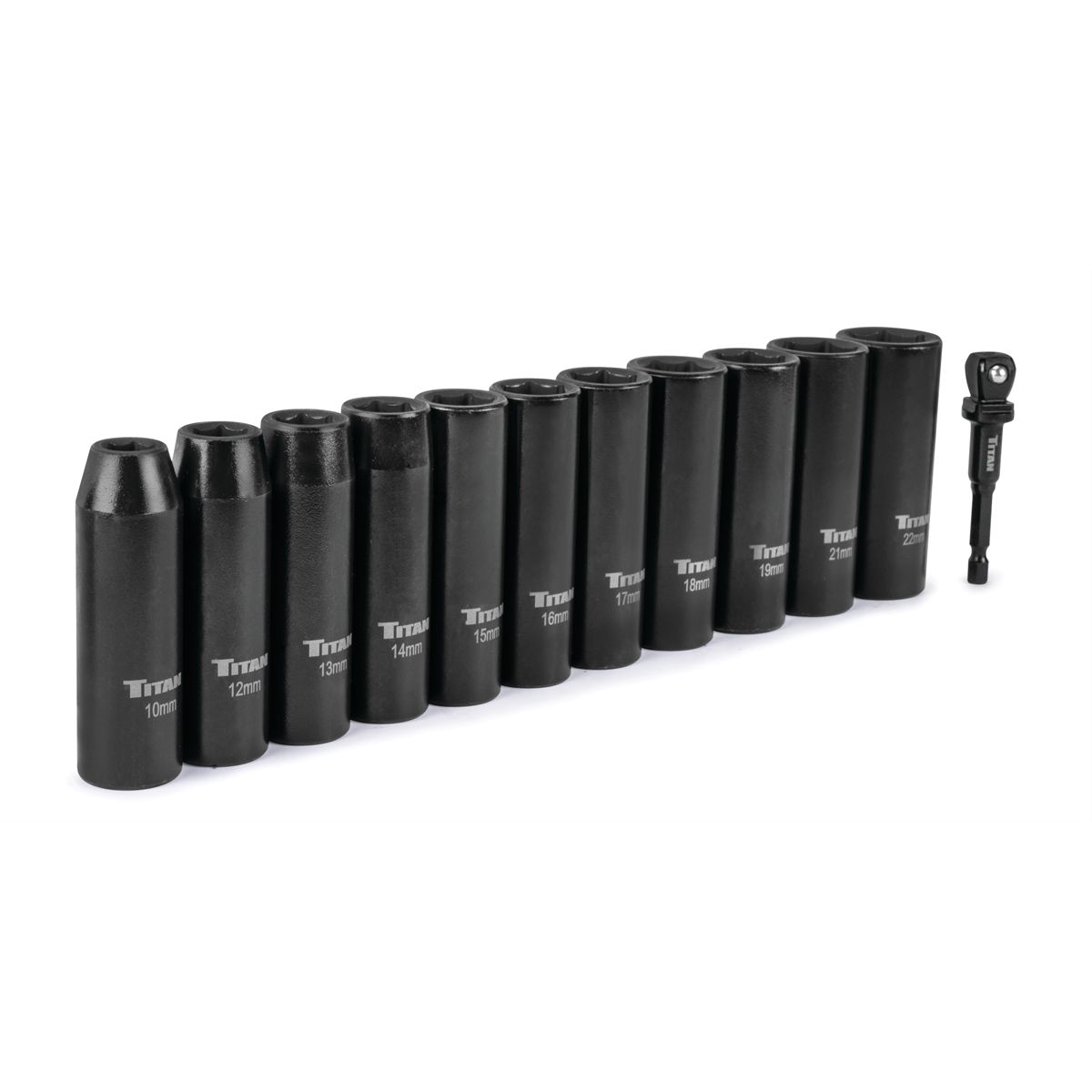 Titan 12 Piece 1/2 Inch Drive 6 Point Metric Deep Impact Socket Set