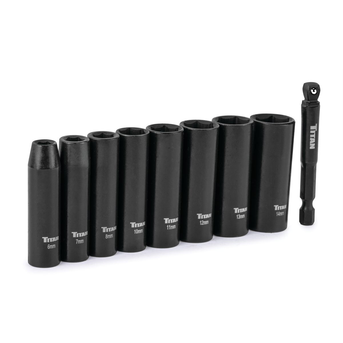 Titan 9 Piece 1/4 Inch Drive 6 Point Metric Deep Impact Socket Set