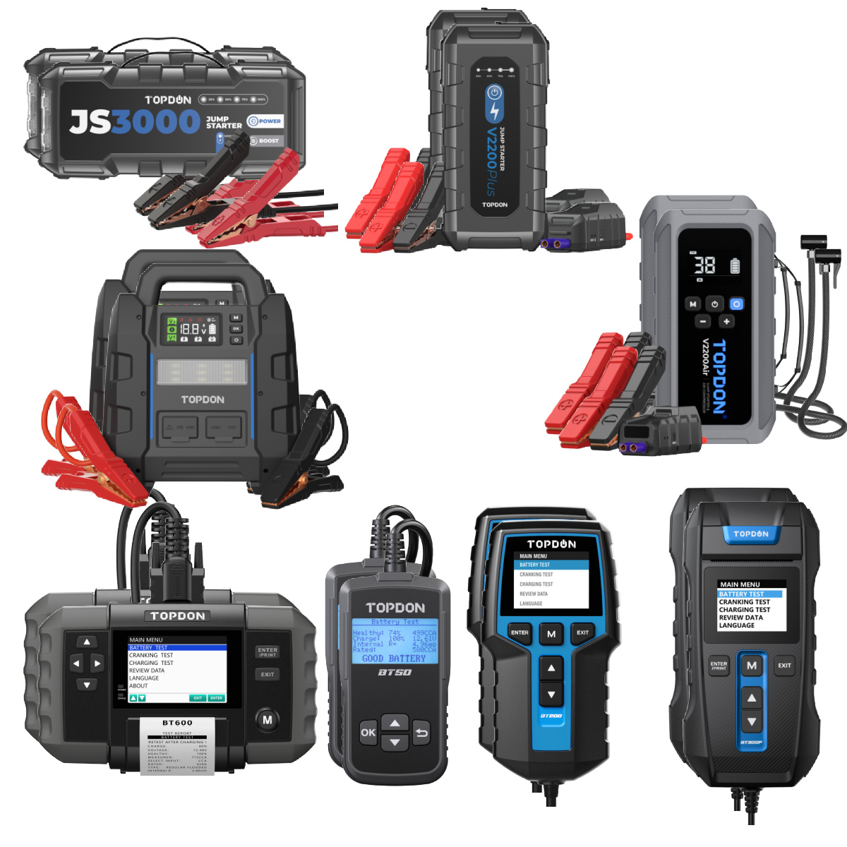 TOPBNDL3 - Topdon Battery Tester and Starter Combo Bundle - 16 Tools