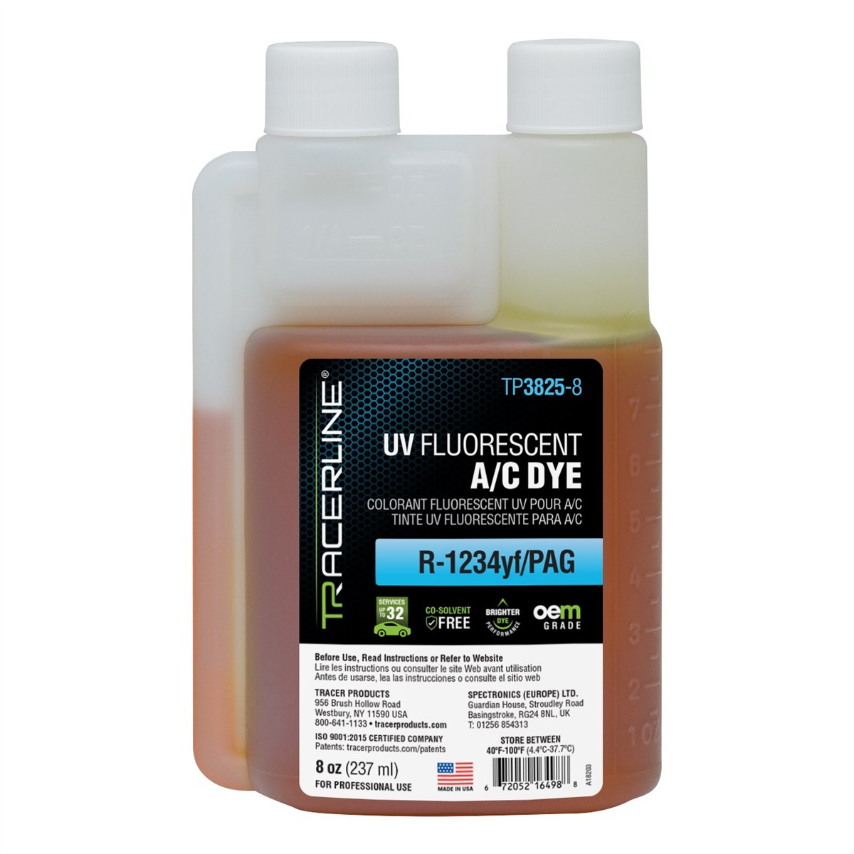 Tracer Products 8 oz (237 ml) bottle OEM-Grade R-1234yf/PAG dye