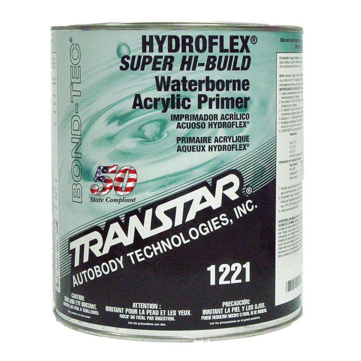 Transtar Autobody Products Hydroflex 1225 Super High-Build Waterborne Flexible Primer, 1 gal Round Can, Satin Black