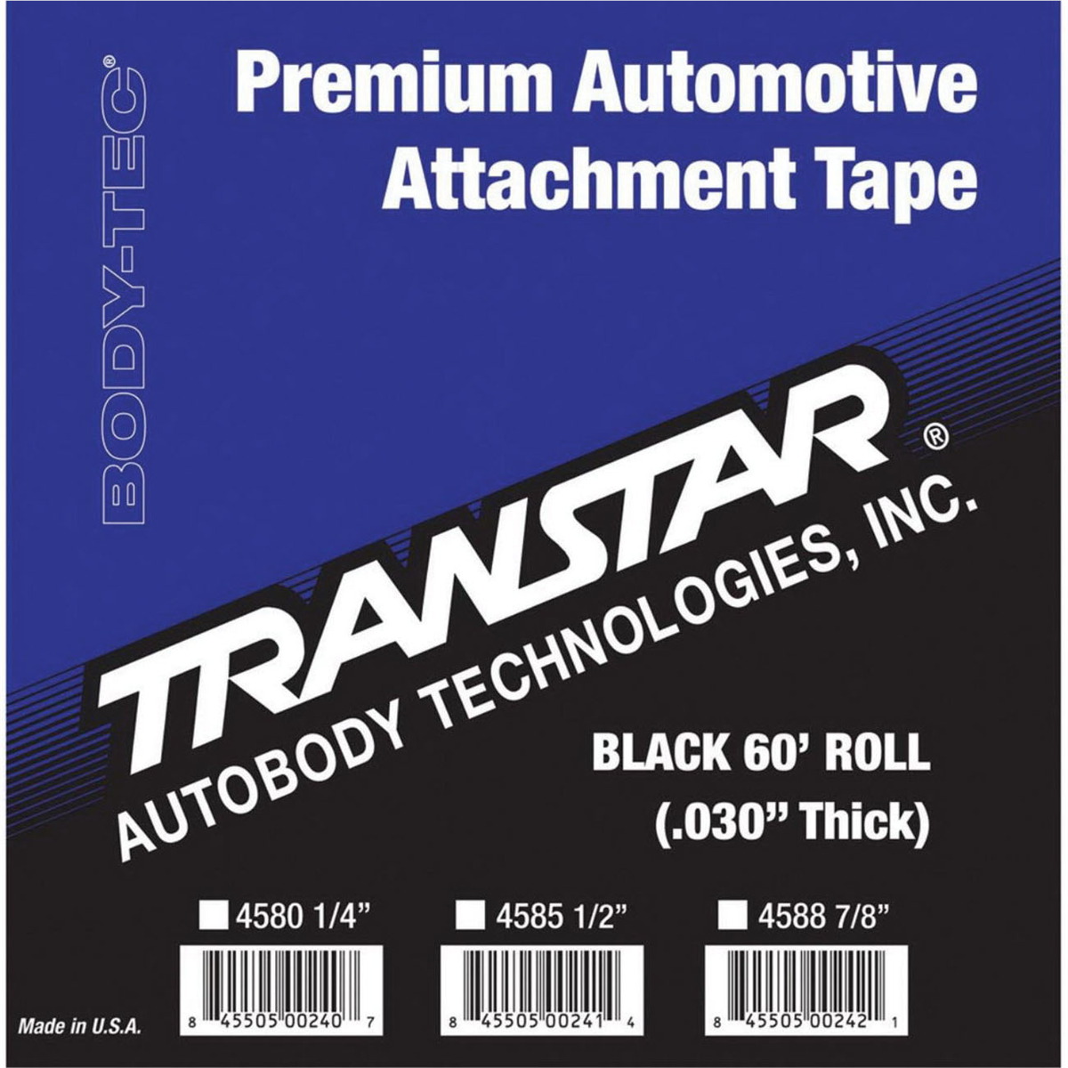 Transtar Autobody Products 4585 - Double Sided Automotive Attachment Tape - 60 ft x 1/2 in x 0.03 in - Polyethylene Foam Backing - Black