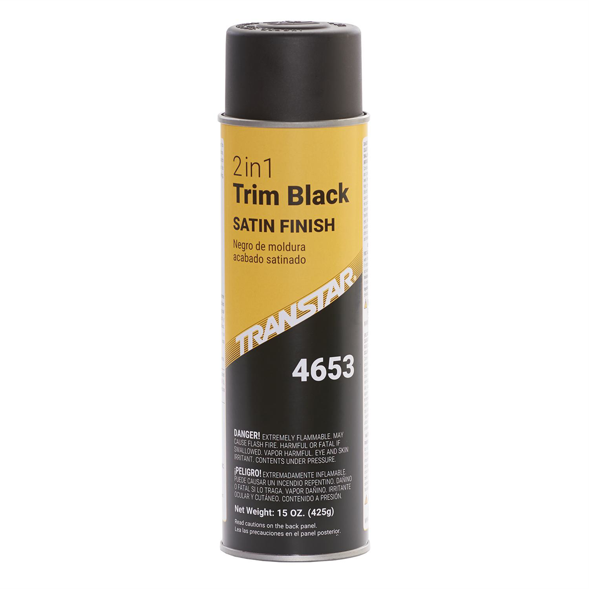 Transtar Autobody Products 4653 2-in-1 Trim Paint Aerosol Can - 16 oz Net Weight - Satin Black