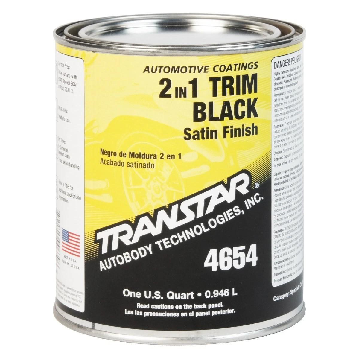 Transtar Autobody Products 4654 - 2 in 1 Trim - 1 qt Can - Satin Black - 5 to 10 Minute Curing