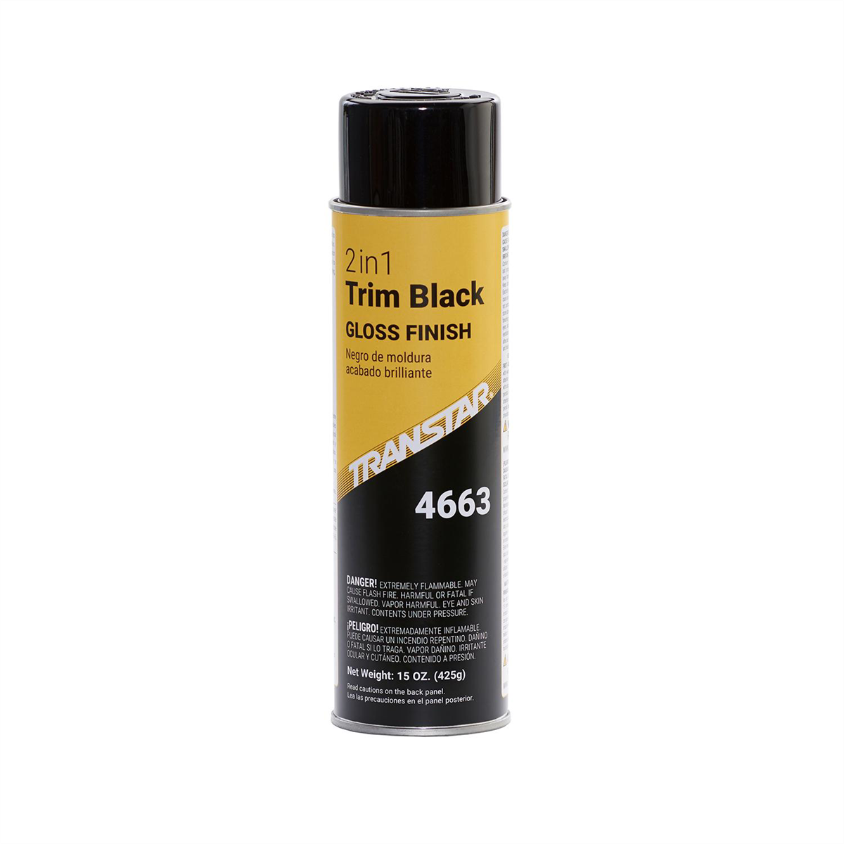 Transtar Autobody Products 4663 2-in-1 Trim Paint Aerosol Can - 16 oz Net Weight - Gloss Black