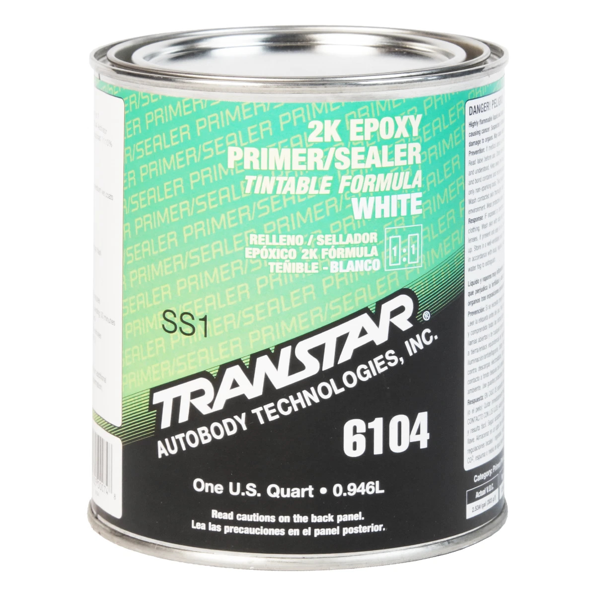 Transtar Autobody Products 6104 - 2K Epoxy Primer Sealer/Groundcoat - 1 qt Can - White - 520 sq-ft/ Gallon at 1 mil Coverage