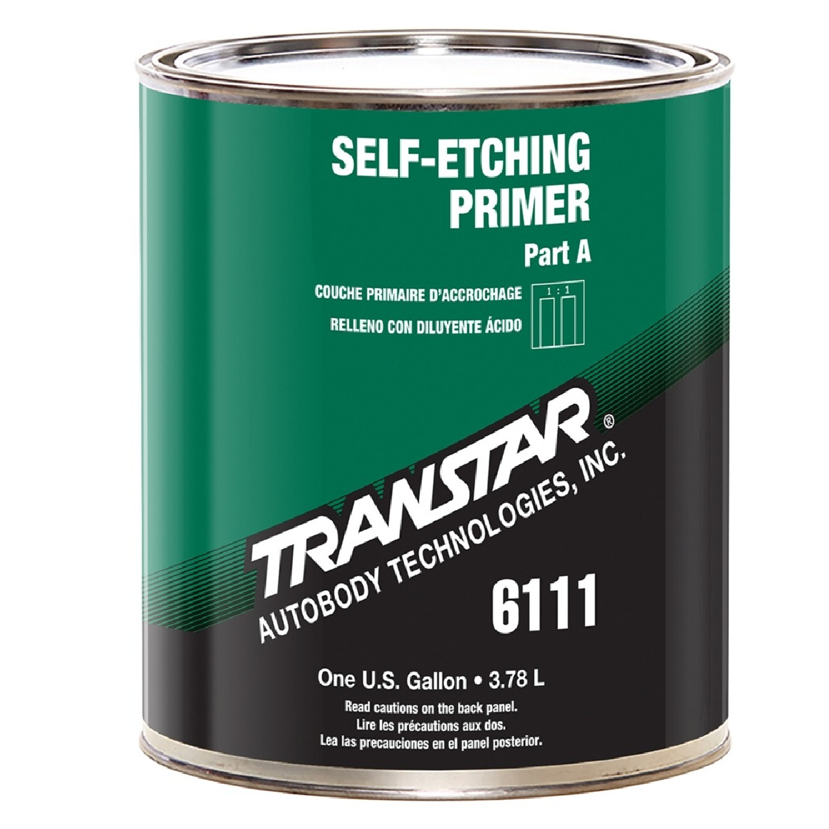 Transtar Autobody Products 6111 Self-Etching Primer, 1 gal Can, Olive Green, 1:1 Mixing, 213 sq-ft/gal at 1 mil Coverage