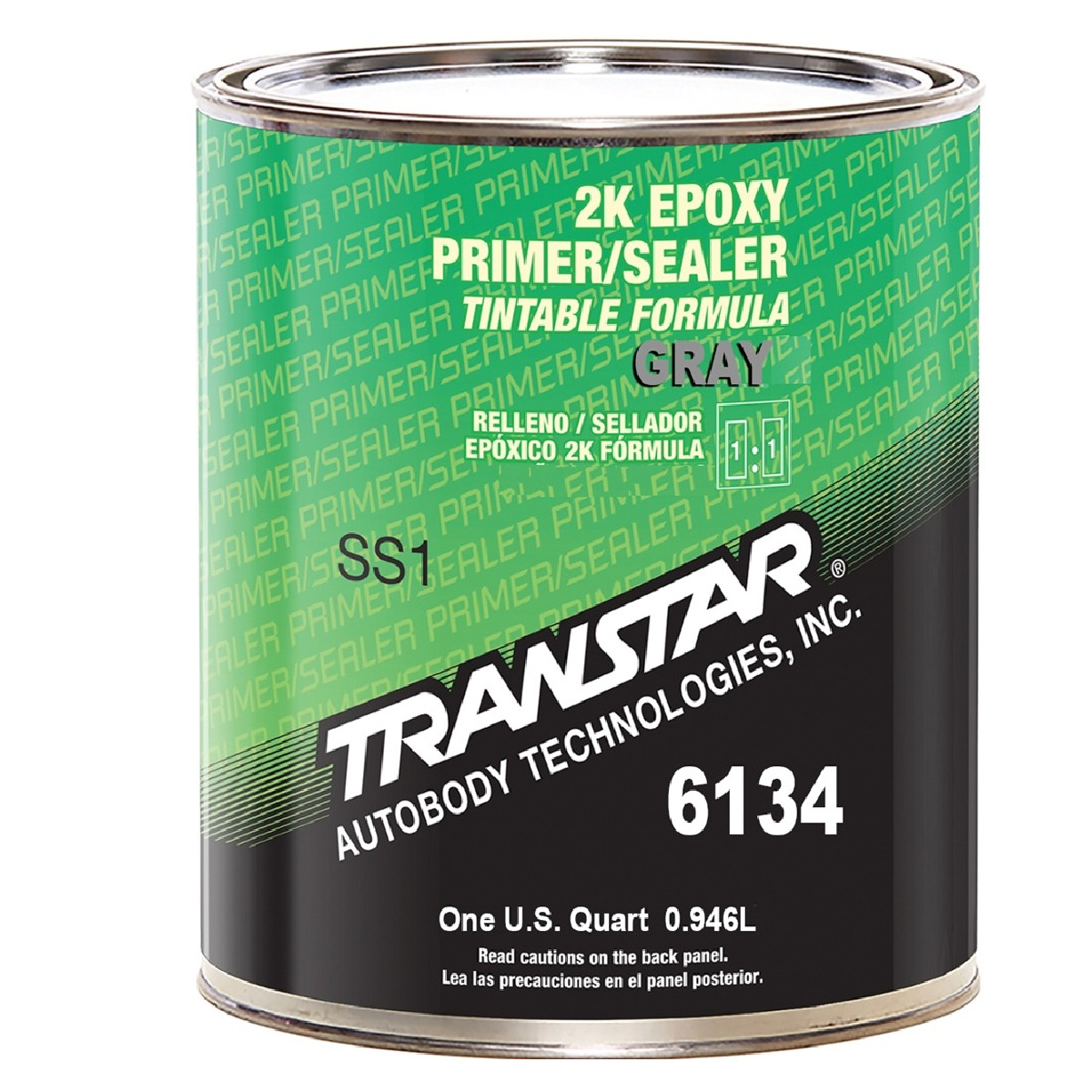 Transtar Autobody Products 6134 - 2K Epoxy Primer Sealer/Groundcoat - 1 qt Can - Gray - 1:1:10 Mixing - 520 sq-ft/ Gallon at 1 mil Coverage