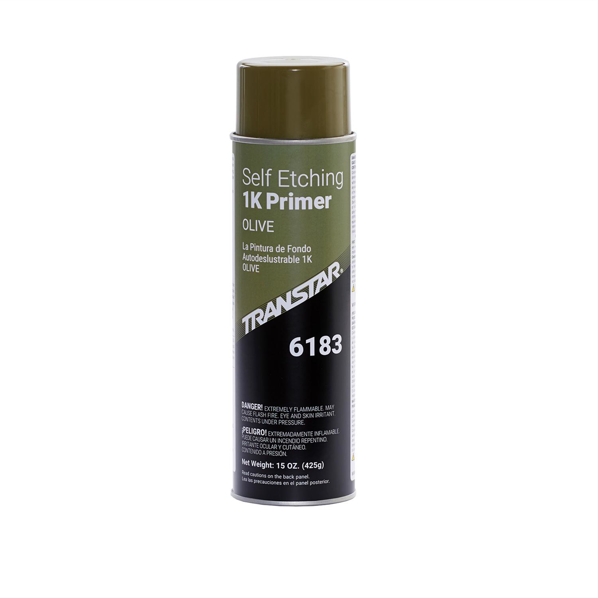 Transtar Autobody Products 6183 Self-Etching 1K Primer Aerosol Can - 16 oz Net Weight - Olive Green