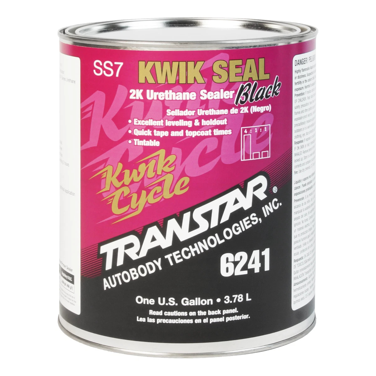 Transtar Autobody Products 6241 - Kwik Seal 2K Urethane Sealer - 4:1:1 Mixing - 560 Square Feet Gallon - 1 Gallon Can - Black