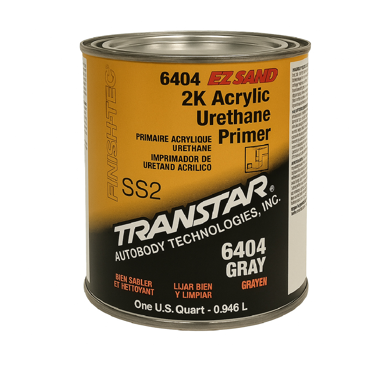 Transtar Autobody Products EZ Sand 6404 Acrylic Urethane Primer, 1 qt Can, Gray, 4:1:1 Mixing