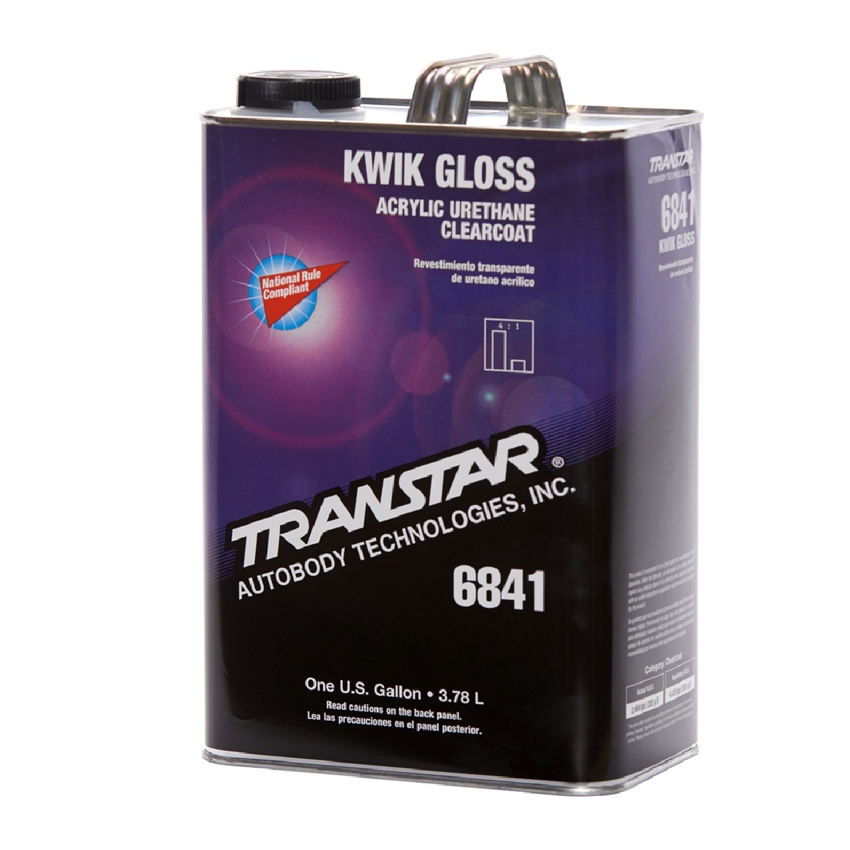 Transtar Autobody Products 6841 - Kwik Acrylic Urethane Clearcoat - 1 Gallon Can - Gloss - 4:1 Mixing
