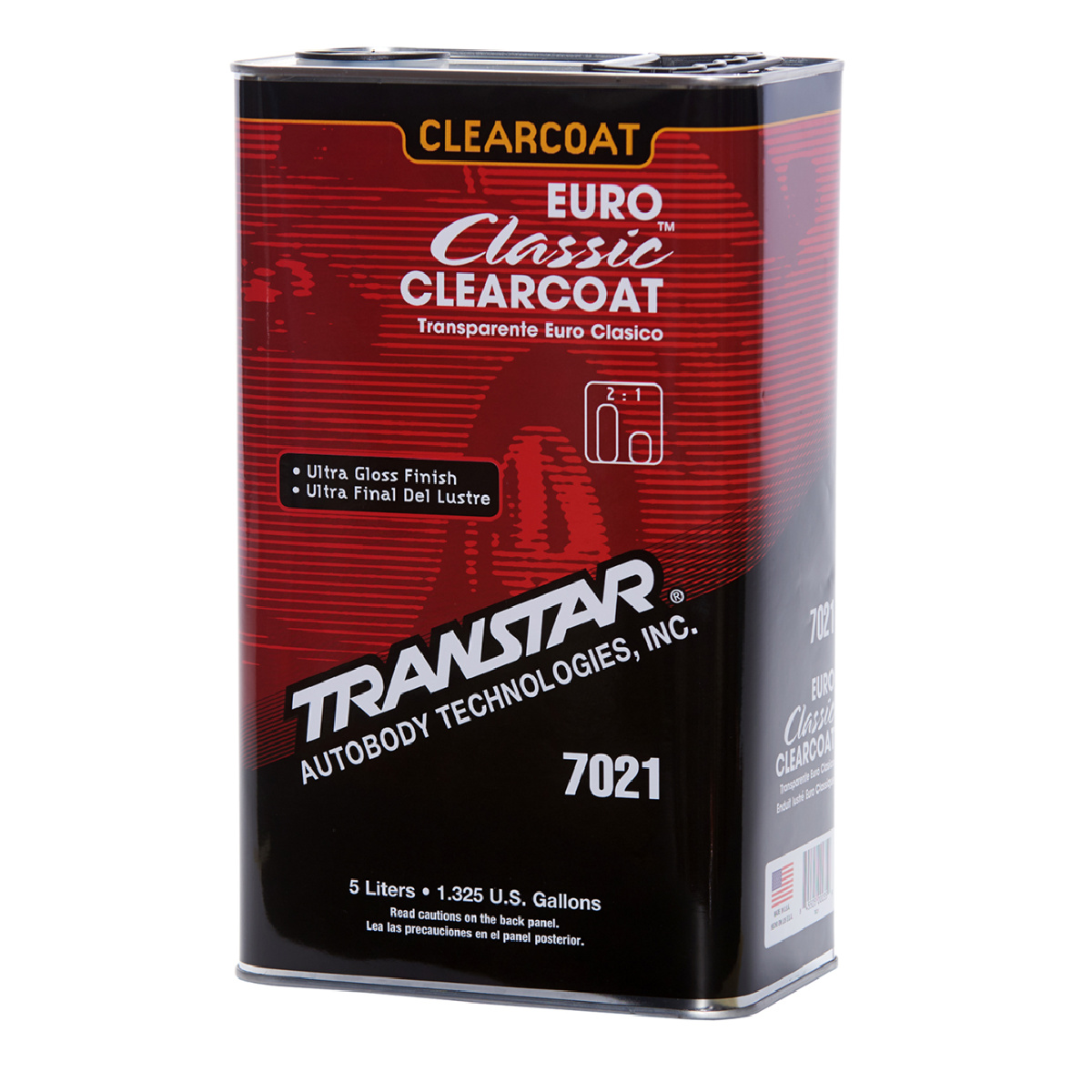 Transtar Autobody Products 7021 - EURO Classic Clearcoat - 5 L Can - Euro - 2:1 Mixing
