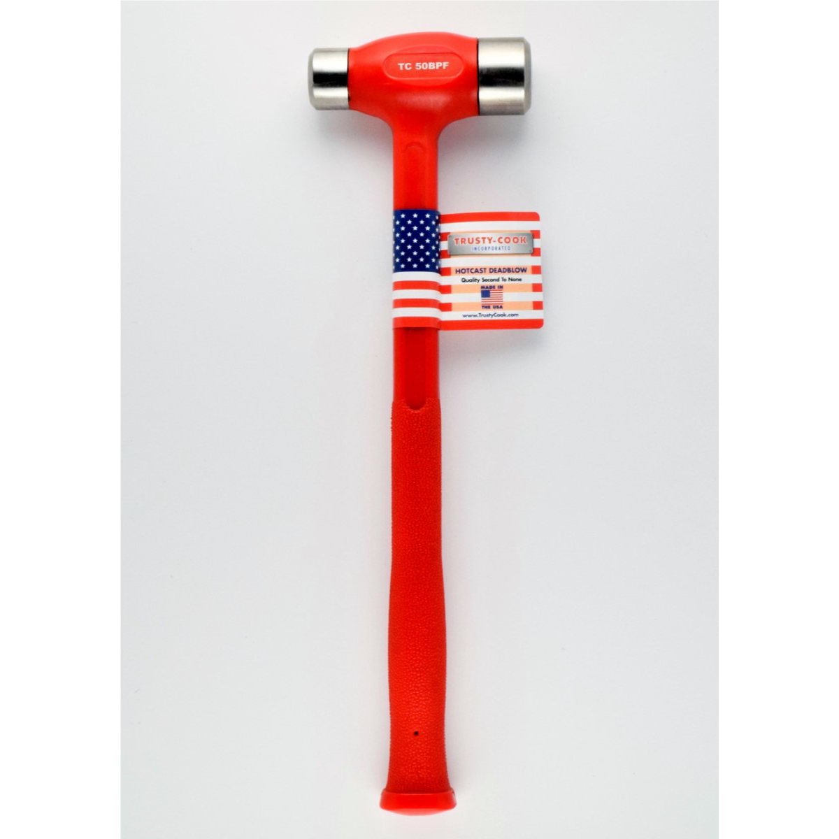 Trusty Cook Inc. 50 oz Flat-Flat Dead Blow Hammer - Model TC50BPF - Red