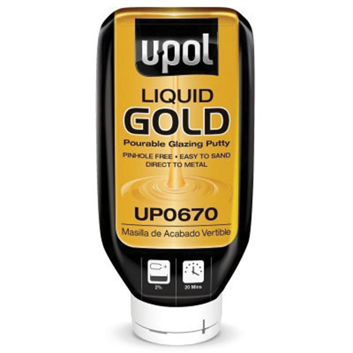 U Pol Products Gold Up0670 Pourable Glazing Putty, 615 Ml Bottle, Liquid