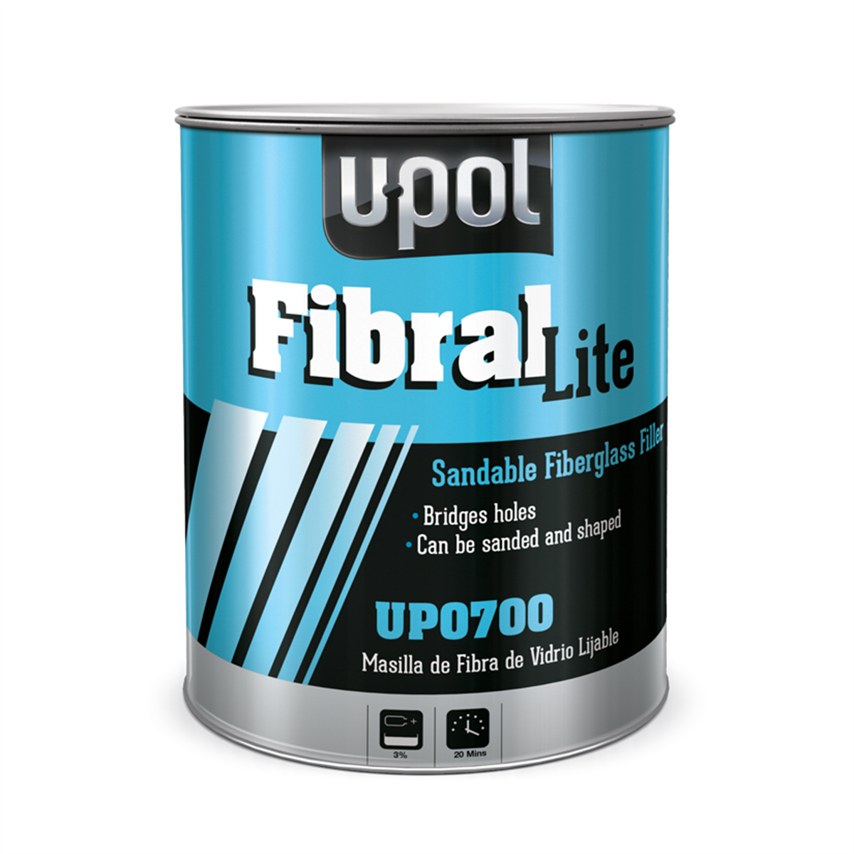 U Pol Products Fibral Lite Up0700 Lite Fiber Glass Filler, 3 Liter Tin, Yellow Fibrous Paste