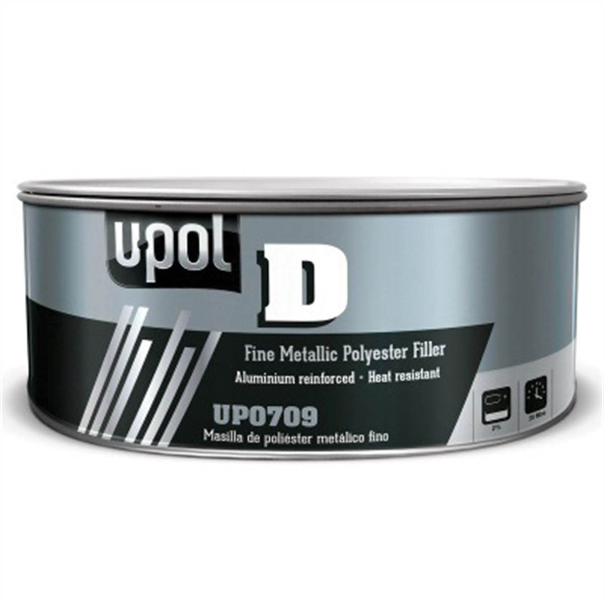 U Pol Products U-pol D Up0709 Fine Metallic Polyester Filler, 1.1 L Tin, Silver, Solid, 2% Weight Hardener