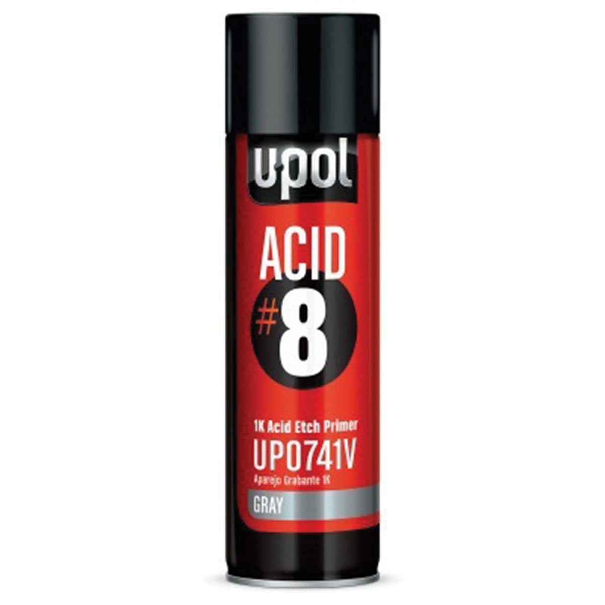 U Pol Products ACID#8 UP0837 Acid Etch Primer, 450 mL Aerosol Can, Black, Liquid, 48.4 sq-ft Coverage