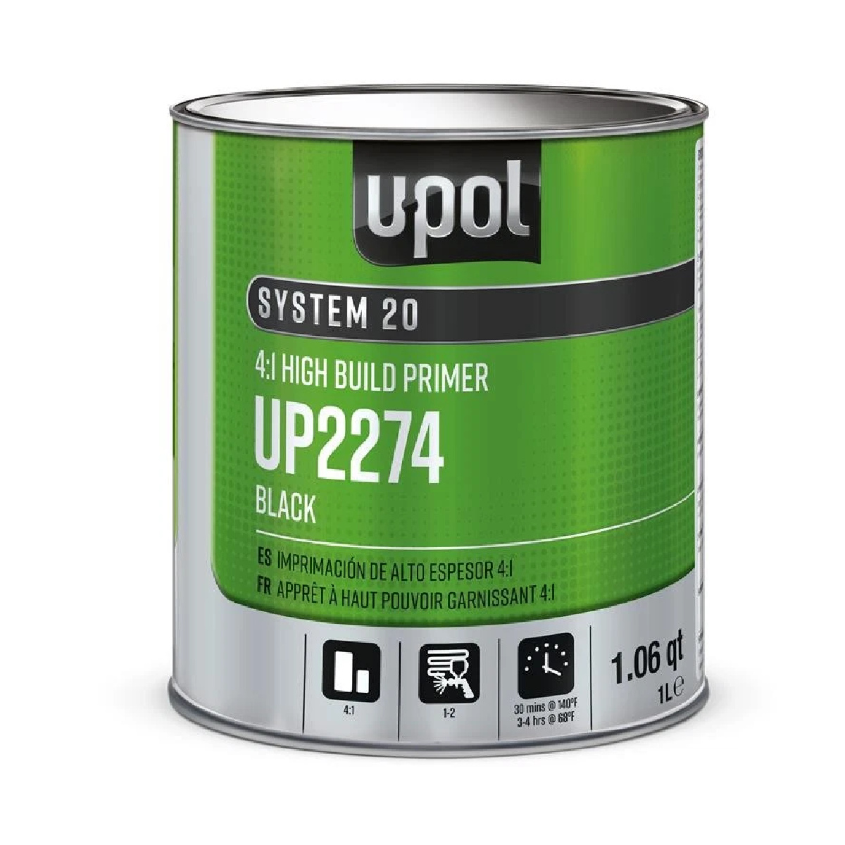 U Pol Products 2274 SYSTEM 20 National Rule 4:1 High Build Primer - 1 Liter Tin - Black