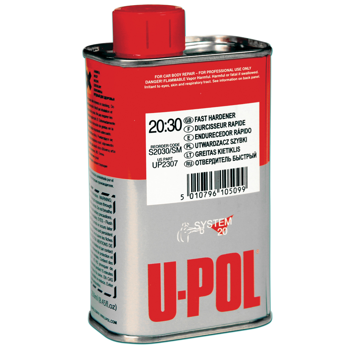U Pol Products SYSTEM 20 UP2307 National Rule Fast Hardener, 250 mL Tin, Clear Liquid for 2K Primers and Clearcoats