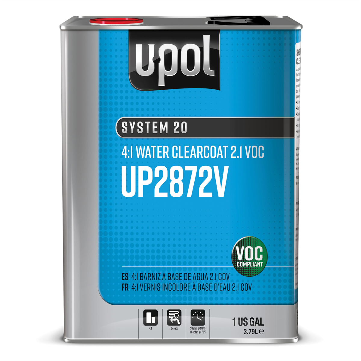 U Pol Products SYSTEM 20 UP2872V Water Clearcoat, 1 gal Tin, 4:1 Mixing