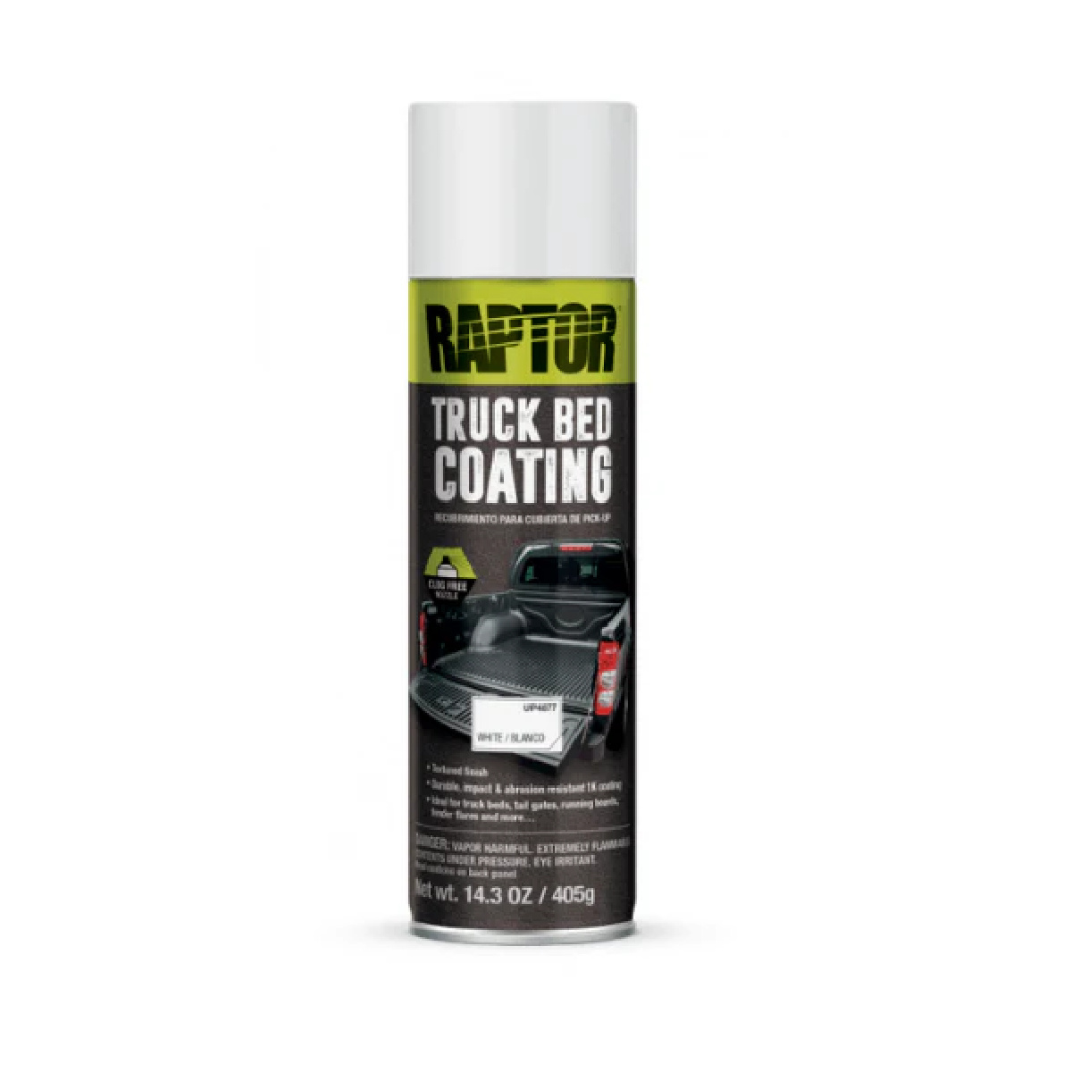 U Pol Products RAPTOR 4877 1K Truck Bed Coating, 14.3 oz Aerosol Can, White, 8.6 sq-ft Coverage