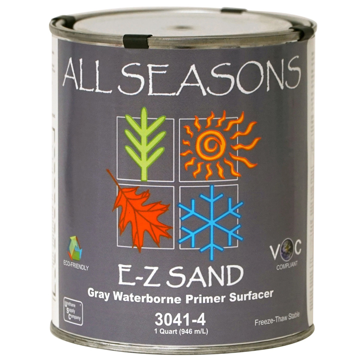 Urethane Supply Co. Polyvance All Seasons 3041-4 E-Z Sand Waterborne Primer, 1 qt Can, Light Gray, 61 g/L