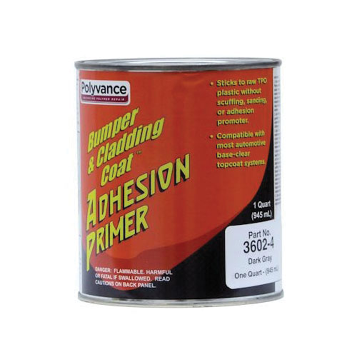 Urethane Supply Co. Polyvance Bumper & Cladding Coat 3602-4 Adhesion Primer, 1 qt Can, Medium Viscosity Pourable Liquid, Dark Gray