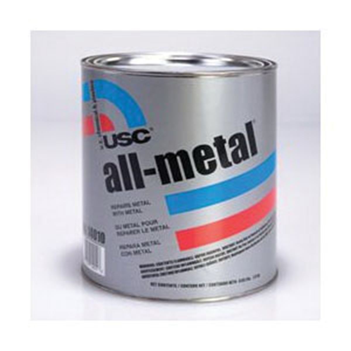 US Chemical All-Metal 14010 Specialty Body Filler, 1 gal Can, Metallic Silver, Paste/Gel