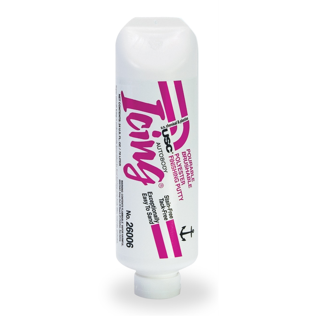 Us Chemical Icing 26006 Pourable Brushable Polyester Finishing Putty, 24 Fl-oz Tube, Liquid