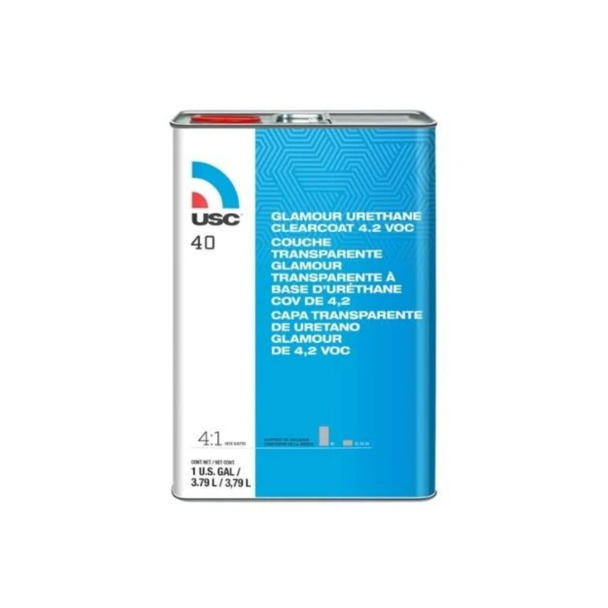 US Chemical 40-1 40 High-Build Glamour Urethane Clear Coat, 1 gal, 4:1 Mixing