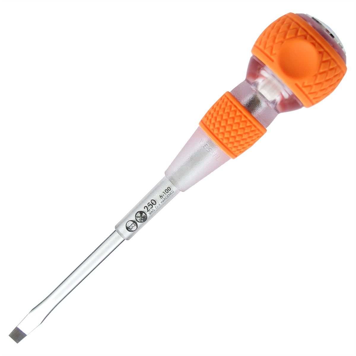 Vessel Tools No.250 Ball Grip Tang-Thru Screwdriver w/Ceramic Ball 6x100