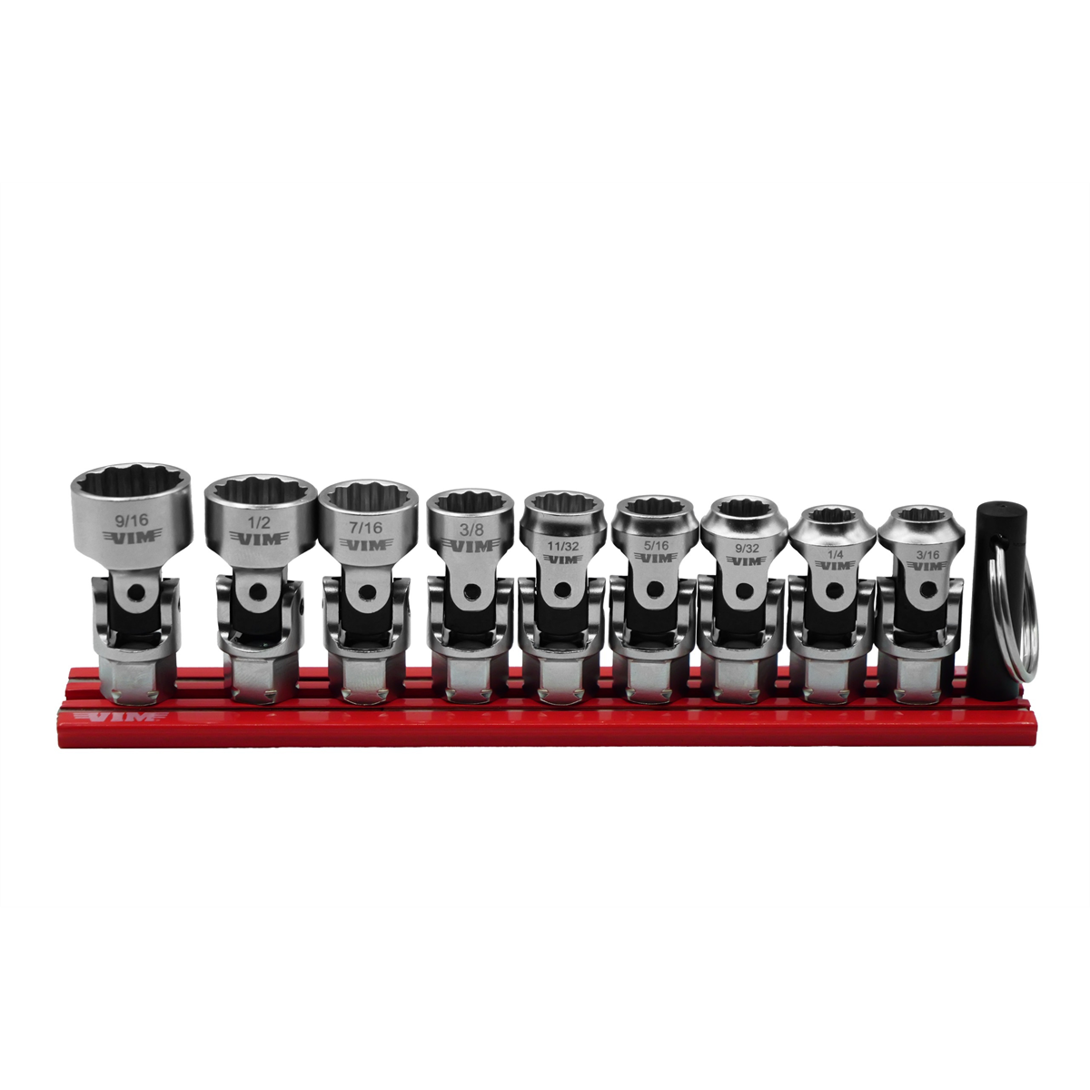Vim Tools 9 Pc. 12-pt Dual Drive Stubby Uj Sae Socket Set - 1/4” X 11mm Dr.