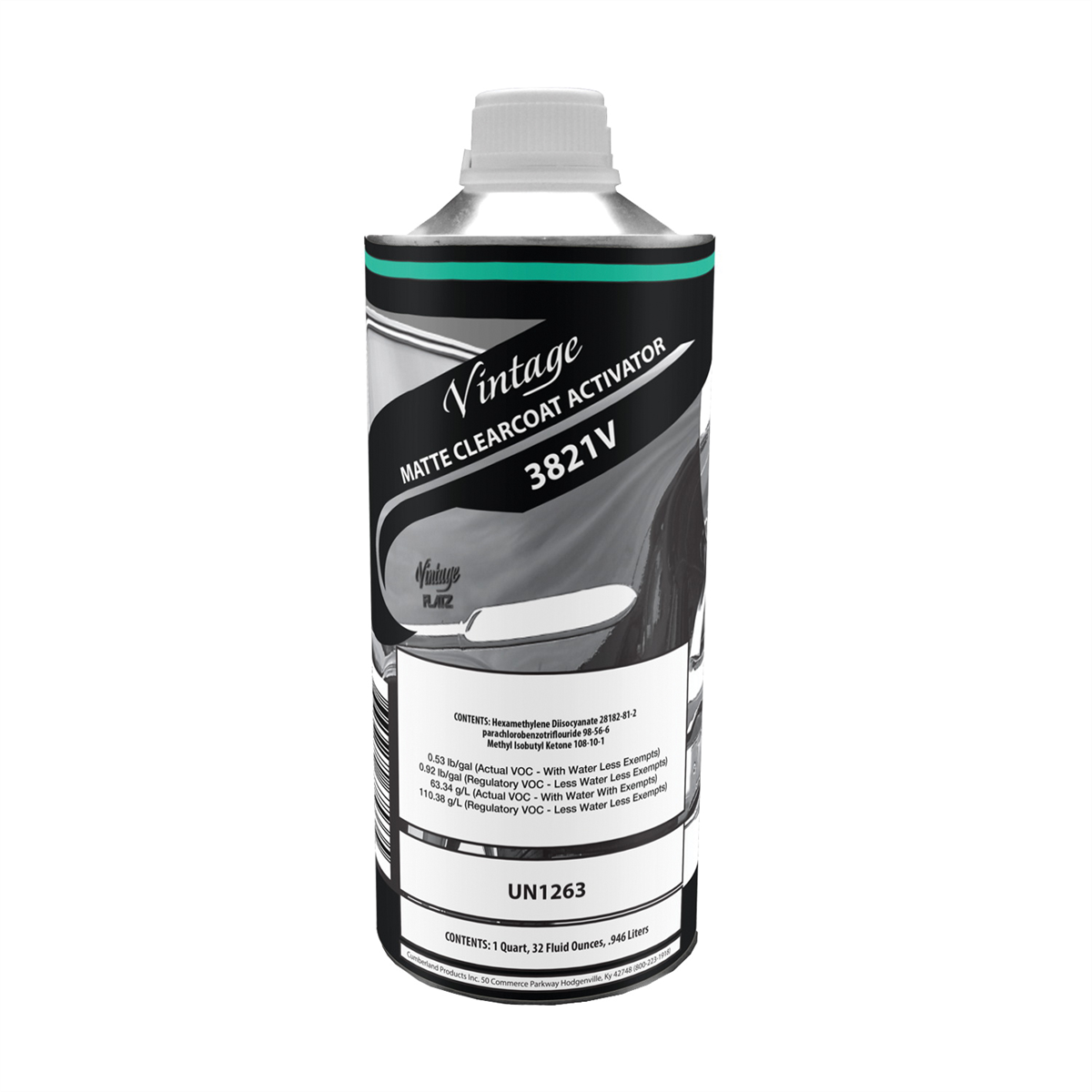 Vintage Flatz CP3821-4 Regular Speed Clearcoat Activator, 1 qt Can, Colorless, Liquid, Use With: European Clearcoats