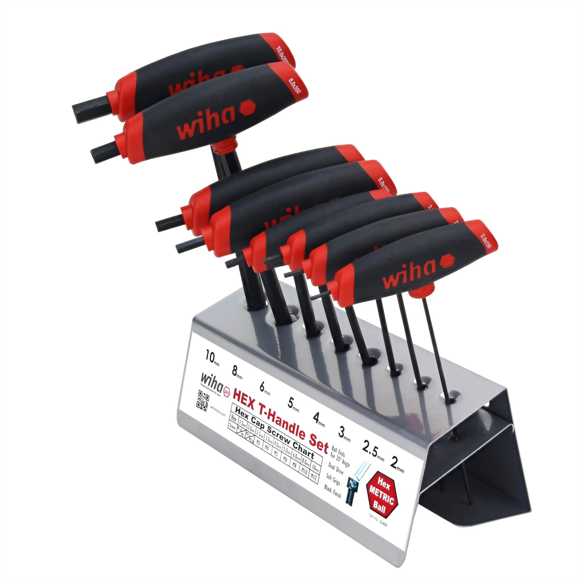 Wiha Tools 8 Piece SoftGrip Dual Drive Hex T-Handle Metric Set