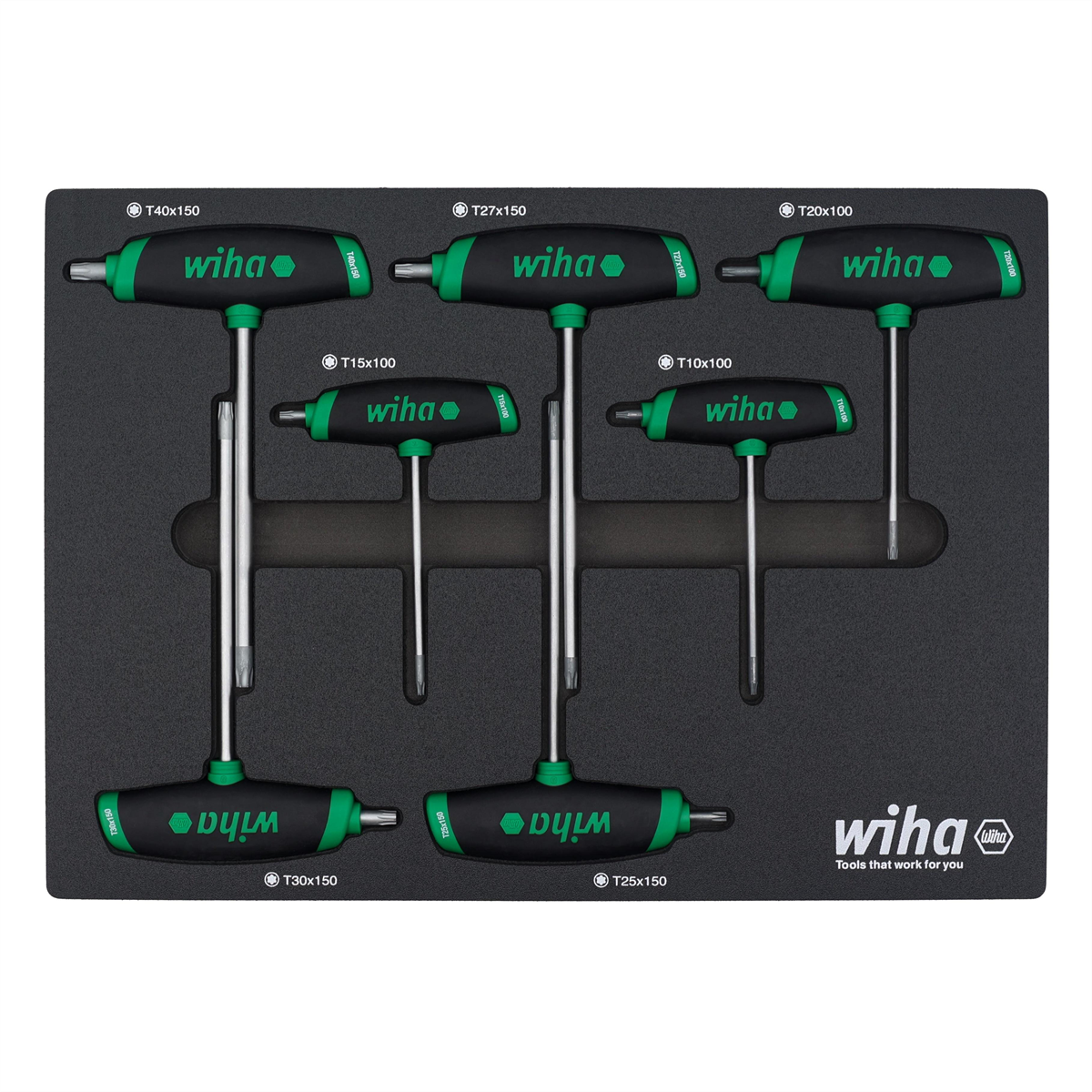 WIHA Tools 7 Piece SoftGrip Dual Drive Torx T-Handle Tray Set
