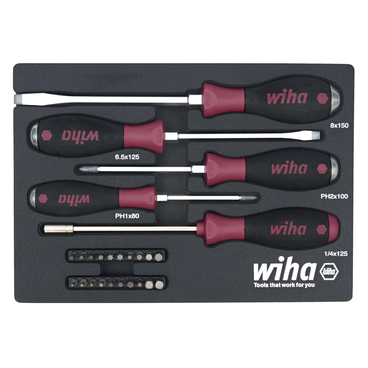WIHA Tools 25 Piece MicroFinish Foam Tray Set